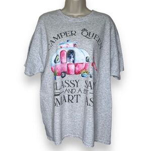 Fruit of the Loom Camper Queen Heather Gray Crew Neck Short Sleeve Tee Women XL